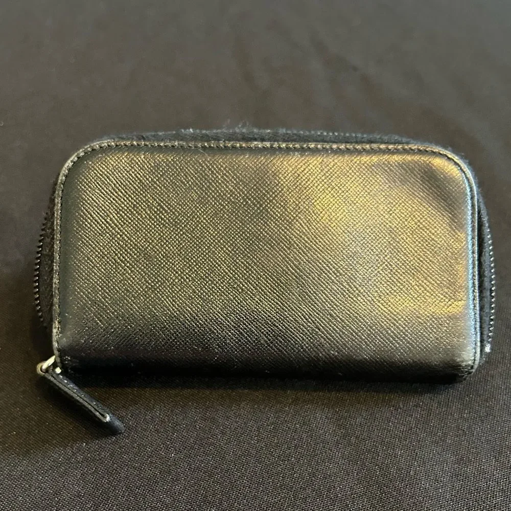 Prada Black Leather Keys & Card Wallet